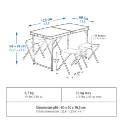 Quechua FOLDING CAMPING TABLE - 4 STOOLS - 4 TO 6 PEOPLE -Outdoor Camping Shop k3ca9e921ec7bafd74f448f3620b33c2f